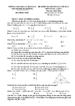 Đề cuối kì 2 Toán 7 năm 2023 – 2024 phòng GD&ĐT thành phố Hải Dương