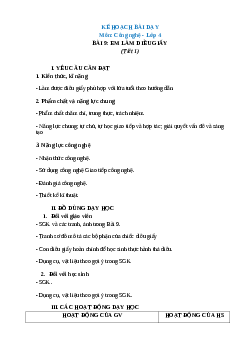 Giáo án Công nghệ lớp 4 Bài 9 | Chân trời sáng tạo
