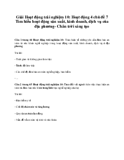 Giải Hoạt động trải nghiệm 10: Hoạt động 4 chủ đề 7 Chân Trời Sáng Tạo