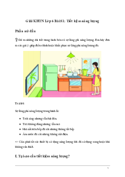 Giải KHTN Lớp 6 Bài 51: Tiết kiệm năng lượng | Kết nối tri thức
