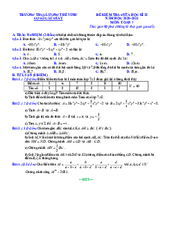Đề kiểm tra giữa học kì 2 Toán 7 năm 2020 – 2021 trường THCS Lương Thế Vinh – Hà Nội