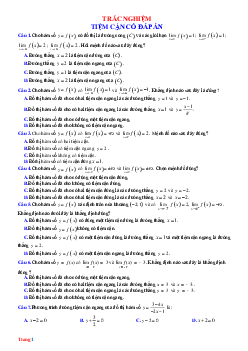 75 Câu Trắc Nghiệm Tiệm Cận Mức Thông Hiểu Có Đáp Án