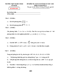 Đề thi học kì 2 Toán 10 năm 2019 – 2020 trường THPT Marie Curie – TP HCM