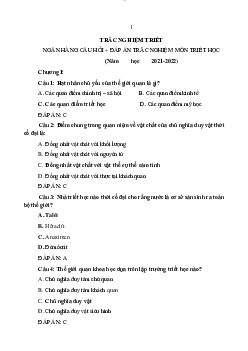 Ngân hàng câu hỏi và đáp án trắc nghiệm môn Triết học | Trường Cao đẳng Kỹ thuật Đồng Nai