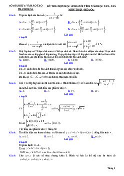 Đề học sinh giỏi tỉnh Toán THPT năm 2023 – 2024 sở GD&ĐT Thanh Hóa
