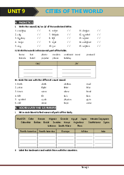 Bài tập Tiếng Anh 6 chương trình mới Bài 9: Cities Of The World (có đáp án)-Mai Lan Hương-Hà Thanh Uyên