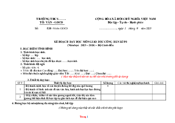 Kế Hoạch Dậy Học môn GDCD lớp 8 Cánh Diều Bộ 2 năm 2023-2024