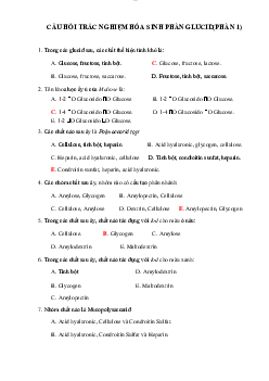 Câu hỏi trắc nghiệm môn Hóa sinh phần Glucid có đáp án