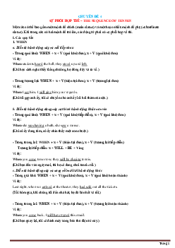 Chuyên đề 4: Sự phối hợp thì - THE SEQUENCE OF TENSES Tiếng Anh 9