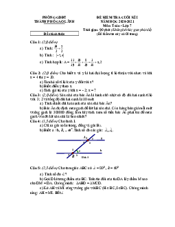 Đề kiểm tra cuối kì 1 Toán 7 năm 2020 – 2021 phòng GD&ĐT TP Cao Lãnh – Đồng Tháp