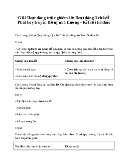 Giải Hoạt động trải nghiệm 10: Hoạt động 3 chủ đề 1 Kết Nối Tri Thức