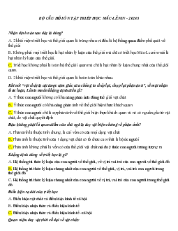 Tổng hợp trắc nghiệm ôn tập môn Triết học Mac-Lenin | Đại học Khoa học và Công nghệ Hà Nội