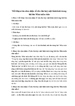 Viết đoạn văn cảm nhận về câu thơ hay một hình ảnh trong bài thơ Mùa xuân chín Ngữ Văn 10 sách Kết Nối Tri Thức