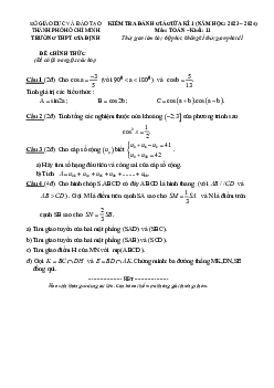 Đề giữa kì 1 Toán 11 năm 2023 – 2024 trường THPT Gia Định – TP HCM