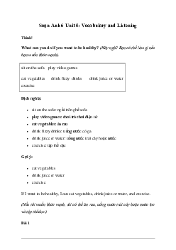 Giải Tiếng Anh 6 Unit 5: Vocabulary and Listening - Friends Plus