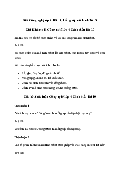 Giải Công nghệ lớp 4 Bài 10: Lắp ghép mô hình Robot | Cánh diều