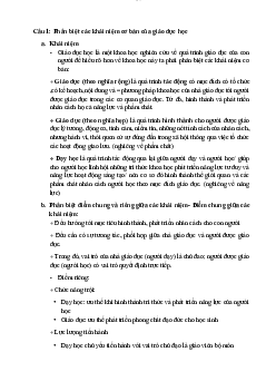Đề cương: Phân biệt các khái niệm cơ bản của giáo dục học | Đại học Sư Phạm Hà Nội