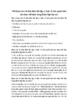 Viết đoạn văn về tinh thần độc lập, ý thức về chủ quyền dân tộc được thể hiện trong Bình Ngô đại cáo Ngữ Văn 10 sách Kết Nối Tri Thức