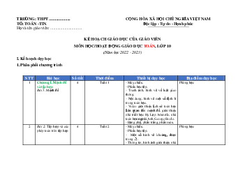 Kế hoạch giáo dục Toán 10 Kết nối tri thức