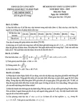 Đề khảo sát Toán 9 năm 2024 – 2025 phòng GD&ĐT Long Biên – Hà Nội