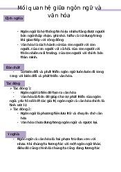Mối quan hệ giữa ngôn ngữ và văn hóa - Dẫn luận ngôn ngữ | Trường Đại học Ngoại ngữ, Đại học Đà Nẵng