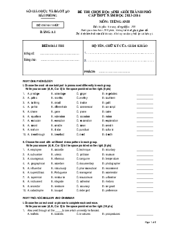 Đề thi chọn học sinh giỏi thành phố Hải Phòng cấp THPT năm học 2013-2014 môn Tiếng Anh Bảng A1