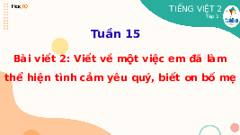Giáo án điện tử Tiếng việt 2 Bài 15 Cánh diều: Con cái thảo hiền - Viết: Viết về một việc em đã làm thể hiện tình cảm yêu quý, biết ơn bố mẹ