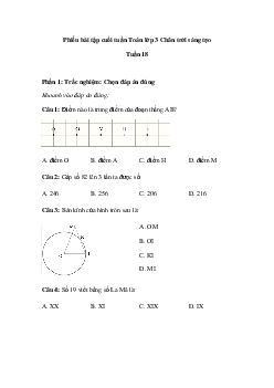 Bài tập cuối tuần Toán lớp 3 Chân trời sáng tạo - Tuần 18