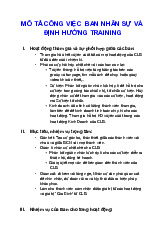 MÔ TẢ CÔNG VIỆC BAN NHÂN SỰ VÀ ĐỊNH HƯỚNG TRAINING 2023