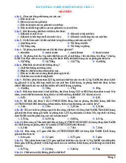 Bài tập trắc nghiệm môn hóa học 9 bài 47 Chất béo (có đáp án)
