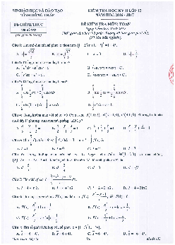 Đề thi HK2 Toán 12 năm học 2016 – 2017 sở GD và ĐT Đồng Tháp
