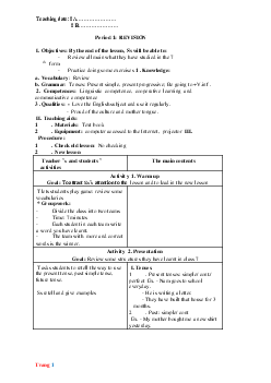 Giáo án Tiếng Anh 8 theo công văn 5512 học kì 1