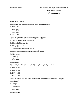 Đề cương ôn tập giữa học kì 1 môn Tin học 8 sách Chân trời sáng tạo