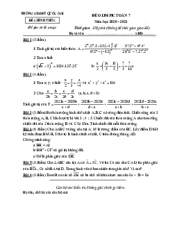 Đề thi Olimpic Toán 7 năm 2020 – 2021 phòng GD&ĐT Quốc Oai – Hà Nội
