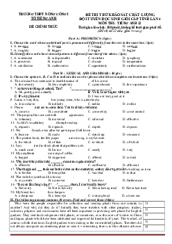 Đề Thi KSCL Học Sinh Giỏi Tiếng Anh 12 Trường Nông Công (Có Đáp Án)