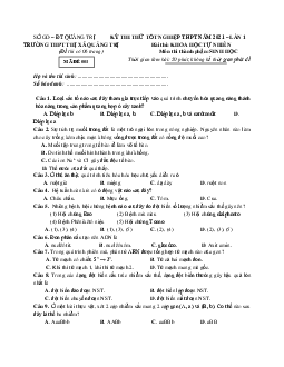Đề thi thử THPT Quốc gia 2021 môn Sinh trường THPT Thị xã Quảng Trị có đáp án