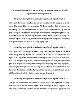 Văn mẫu lớp 6: Đoạn văn trình bày suy nghĩ về vấn đề Mỗi người cần có cái riêng của mình | Kết nối tri thức