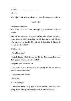 Bài tập cuối tuần tiếng Việt lớp 3 Cánh diều Tuần 3 cơ bản