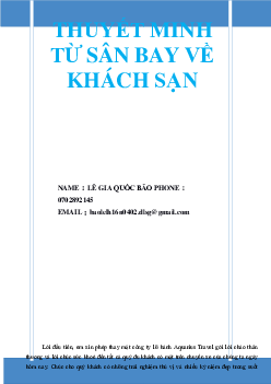 Thuyết minh tuyến đường từ sân bay về khách sạn