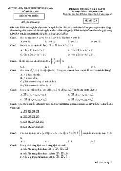 Đề thi giữa kì 1 Toán 10 năm 2020 – 2021 trường THPT Phan Đình Phùng – Hà Nội
