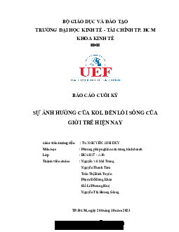 Tiểu luận về Sự ảnh hưởng của KOL đến giới trẻ hiện nay