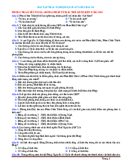 Trắc nghiệm Sử 8 bài 30: Phong trào yêu nước chống Pháp từ đầu thế kỷ 20 đến năm 1918 (có đáp án)