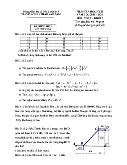 Đề thi HK2 Toán 7 năm 2019 – 2020 trường THCS Phan Sào Nam – TP HCM