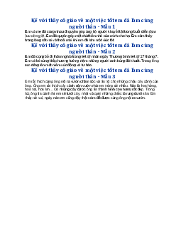 Viết đoạn văn kể với thầy cô giáo về một việc tốt em đã làm cùng người thân - Tập làm văn lớp 3 Chân trời sáng tạo