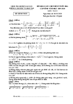 Đề khảo sát đội tuyển HSG Toán 9 năm 2019 – 2020 phòng GD&ĐT Sầm Sơn – Thanh Hoá