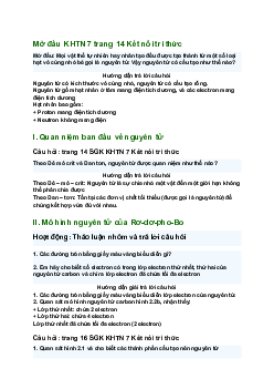 Giải SGK Khoa học tự nhiên 7 Bài 2: Nguyên tử| Kết nối tri thức