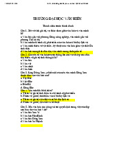 Đề cương trắc nghiệm có đáp án Bắc truyền và văn hóa Việt Nam môn Văn hiến Việt Nam| Trường Đại học Văn Hiến