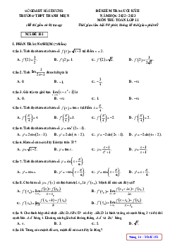 Đề cuối kỳ 2 Toán 11 năm 2022 – 2023 trường THPT Thanh Miện – Hải Dương