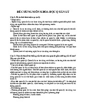 Đề cương môn Khoa học Quản lý - Phân tích và Chức năng quản lý