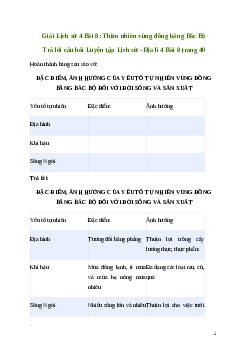 Giải Lịch sử Địa lí lớp 4 Bài 8: Thiên nhiên vùng đồng bằng Bắc Bộ | Kết nối tri thức